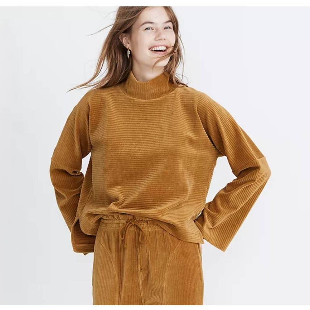 Madewell Top Turtleneck Long Sleeves Fall Velour Corduroy Mockneck XXS AE617 - Picture 5 of 11